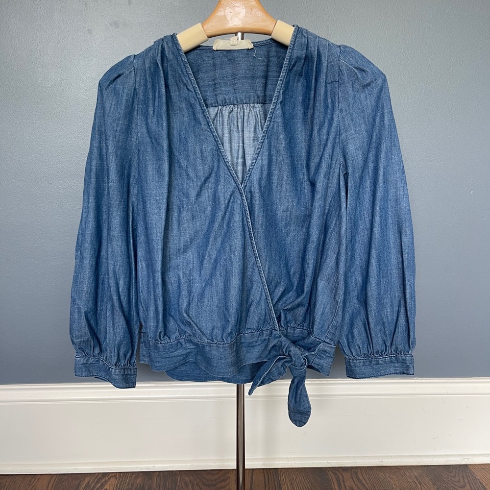 Madewell denim Wrap Top